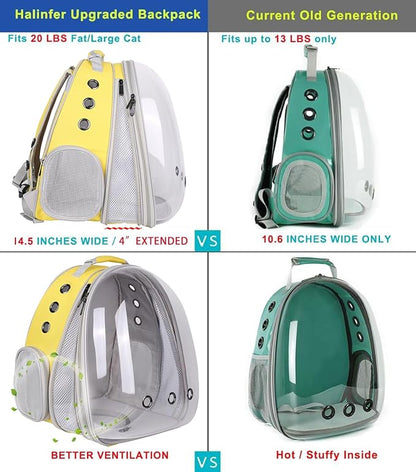 Front Extension Large Cat Backpack Carrier, Fit up to 20 lbs, Space Capsule Astronaut Bubble Window Pet Backpack to Transport Carry Large Cat and Small Puppy