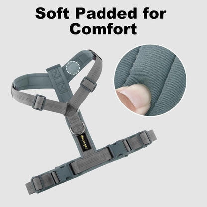 Plutus Pet No Pull Dog Harness, Adjustable Nylon Harness with Soft Padding, Reflective and Heavy Duty Dog Harness for Small, Medium, Large Dogs(Gray, XS)