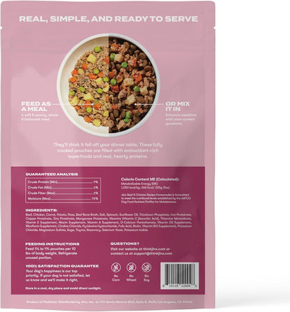 Jinx Beef Wet Dog Food Topper, Mix with Dry Dog Food, Made with Real Beef & Chicken, Bone Broth & Brown Rice, No Fillers, Puppy, Adult, Senior, 9oz, 12 Pack