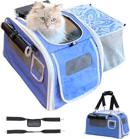 New Premium Soft-Sided 2-in-1 Kittyrama Cat Carrier & Home Hideaway – Vet-Recommended Calming Den, Dual-Use Lounge & Travel Carrier with SBS Zippers, Airline-Approved Under-Seat Fit