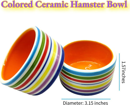 2PCS Hamster Bowl Ceramic Food Water Feeding Dish for Dwarf Syrian Hamsters Gerbils Mice Rats