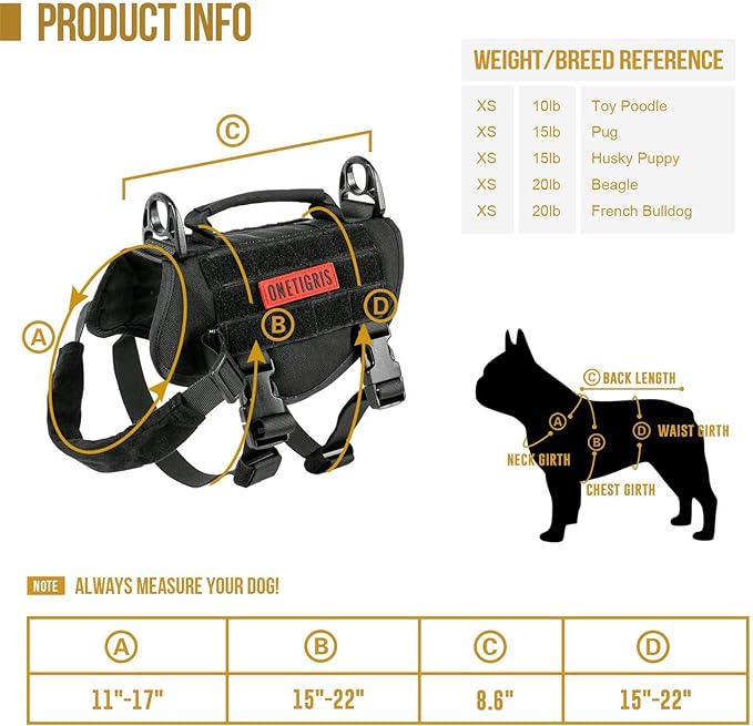 OneTigris Tactical Dog Harness,Puppy Harness with Handle, Military Vest for Small Dogs Outdoor Easy Control Training Walking