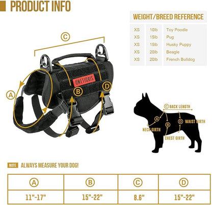 OneTigris Tactical Dog Harness,Puppy Harness with Handle, Military Vest for Small Dogs Outdoor Easy Control Training Walking