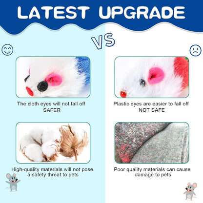 FYNIGO Cat Mouse Toys 17 Value Pack - Catnip Interactive Mice Toys with Feather Tails for Indoor Cats & Kittens - Realistic Plush Hunting Rattle Toys Set