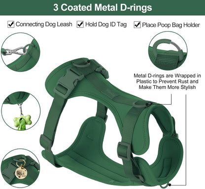 No Pull Lightweight Dog Harness: Adjustable Durable Breathable Mesh Pet Vest Harness with Soft & Comfortable Cushion, for Small Medium Large Dogs (Medium, Pine Green)