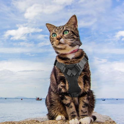 AIWAI Tactical Cat Harness for Walking Escape Proof, Adjustable Pet Vest Harness, Soft Mesh with Control Handle for Large Cat Small Dog, Gift with Patch