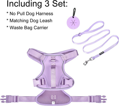 Petmolico Dog Harness for Small Dogs, Cute Harness Vest with Two Leash Clips and Soft Handle, Reflective Easy Walk Puppy Vest - Light Purple, Small