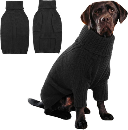 IECOii XL Dog Sweater,Winter Doggy Clothes for Large Dogs Girl Boy,Warm Pullover Soft Dog Sweater Turtleneck,Lightweight & Good Stretch for Active Dogs Like Beagle,Border Collie (Black,XLarge)