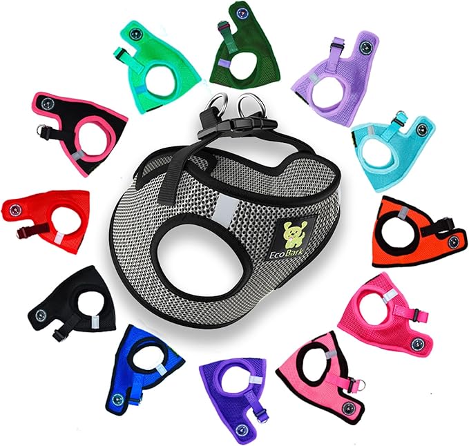 EcoBark Step in Dog Harness Reflective Soft Ultra Padded Mesh Dog Harnesses for Small, and Medium Breed Dogs Eco-Friendly Comfort Secure Halter No Pull Adjustable Pet Vest (Gray, XL)