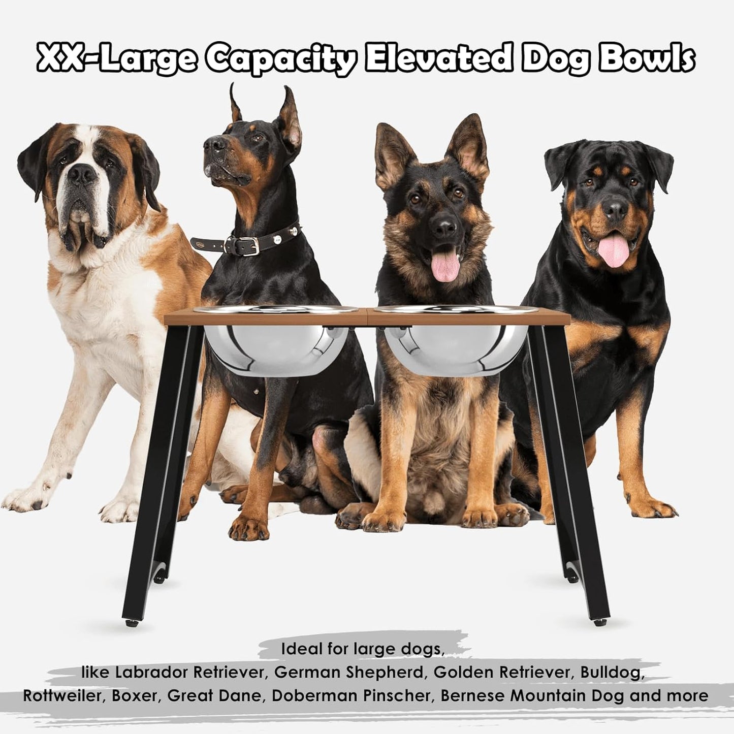 Elevated Dog Bowls for Large Dogs, Extra Large Breed, with Spill Proof Mat, Two 3000ML(13CUPS) Food & Water Bowls, Stable Raised Bowl, 18.1" Tall Dog Bowl Stand for XX Large Dogs