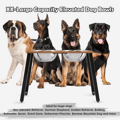 Elevated Dog Bowls for Large Dogs, Extra Large Breed, with Spill Proof Mat, Two 3000ML(13CUPS) Food & Water Bowls, Stable Raised Bowl, 18.1" Tall Dog Bowl Stand for XX Large Dogs