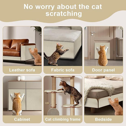 Upgrade Cat Scratch Furniture Protector, Trimmable Adhesive Couch Corner Scratcher Protector from Claws, DIY Cat Proof Sofa Cover Anti-Scratch Furniture Guards for Indoor (Beige, 78.7 * 15.8)
