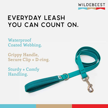 Wildebeest Funston Waterproof Dog Leash - Heavy Duty 4ft Long Leash for Small, Medium and Large Dogs - 1000D Nylon Scratch & Stink-Resistant & Pill-Free - Nylon Wrap Handle 3/4" Wide, 4 ft Length