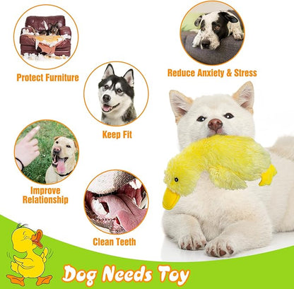 EXPAWLORER Plush Squeaky Duck Dog Toy - Soft Stuffed Cute Dog Duck Toy, Best Birthday Gift Interactive Filled Chew Toys for Puppy Small Medium Large Dogs Biting Training Teething, Yellow Large