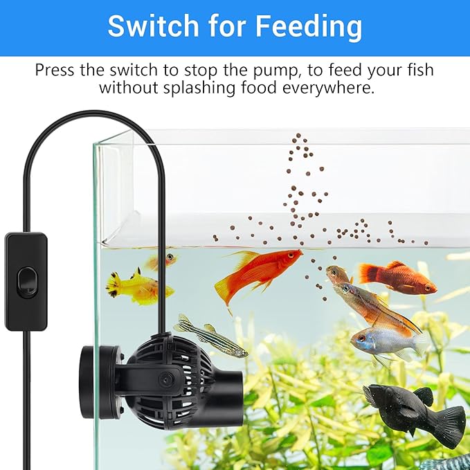 hygger Wave Maker with Controller for Feeding, 792 GPH Ultra-Silence Aquarium Powerhead with Strong Magnet Suction Base for Freshwater or Saltwater Fish Tank, 360° Rotating Aquarium Wavemaker Black