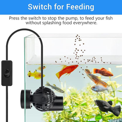 hygger Wave Maker with Controller for Feeding, 792 GPH Ultra-Silence Aquarium Powerhead with Strong Magnet Suction Base for Freshwater or Saltwater Fish Tank, 360° Rotating Aquarium Wavemaker Black