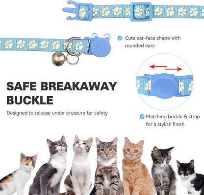 16 PCS Breakaway Cat Collars,Kitten Collar with Bell Cat Collars for Boy Girl Cats Breakaway Collar for Cats Glow in The Dark 7.5-12.6 Inch