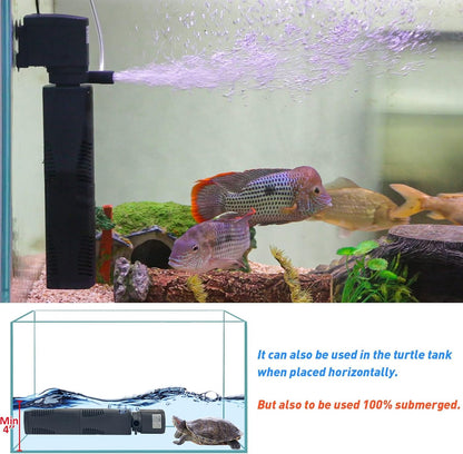 Aquarium Filter for 40-150 Gal. Tank Crystal 300GPH Biochemical Filtration Powerful Pump Submersible Internal Fish Tank Filters Large Tank Pond Clear Wavemaker Air Supply 4 in 1