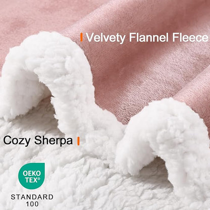 Smiry Waterproof Blanket Throw for Large Dogs, Soft Reversible Dog Blanket for Sofa Couch Bed, Washable Leakproof Sherpa Fleece Furniture Couch Cover Protector(60"x80", Pink/White)