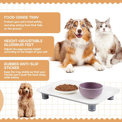 Marsui Ant Proof Cat Dog Bowl Tray - Waterless, Height Adjustable Legs for Pet Neck Comfort No Pest Pet Food Feeding Station, Kitchen Sweets & Trash Ant Barrier (White, 23mm-37mm)