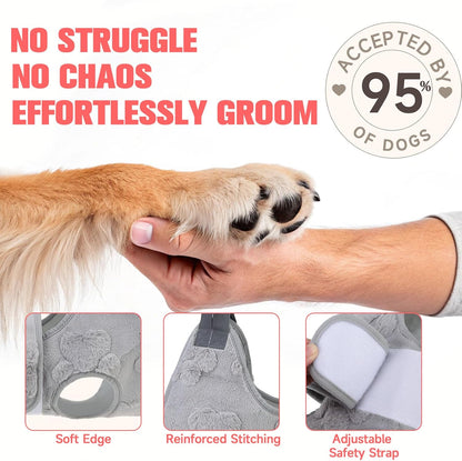 PAWCHIE Dog Grooming Hammock Harness for Dogs & Cats with Pet Nail Clipper Trimmer,Cat Hanger Sling for Trimming Clipping Nails,Warm Plush Dog Hammock Restraint Bag for Small Medium Large Dogs,Grey XS