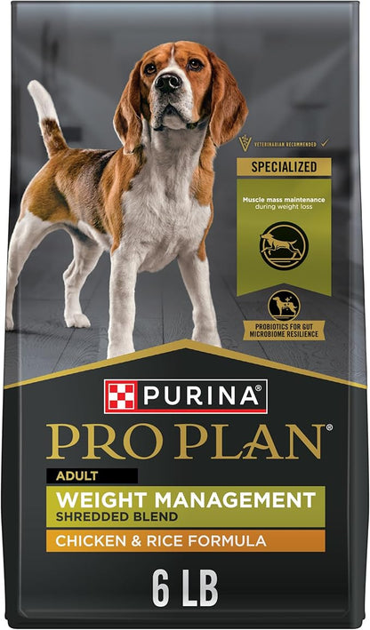 Purina Pro Plan Weight Management Dog Food Dry, Shredded Blend Chicken and Rice Formula - 6 lb. Bag