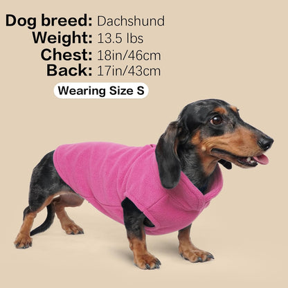 FUAMEY Dog Fleece Vest for Small Dogs,Warm Stretchy Dog Sweatshirts Pullover with Leash Hole Dogs Sweater Soft Pet Turtleneck Cozy Pet Vest Lightweight Sleeveless Pink XXS