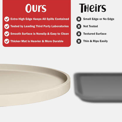 DogBuddy Dog Food Mat - Waterproof Dog Bowl Mat, Silicone Pet Mat for Food and Water Bowls, Nonslip Pet Feeding Mat with Edges, Dogs Food Mats for Floors, Puppy Supplies (Large, White Sand)