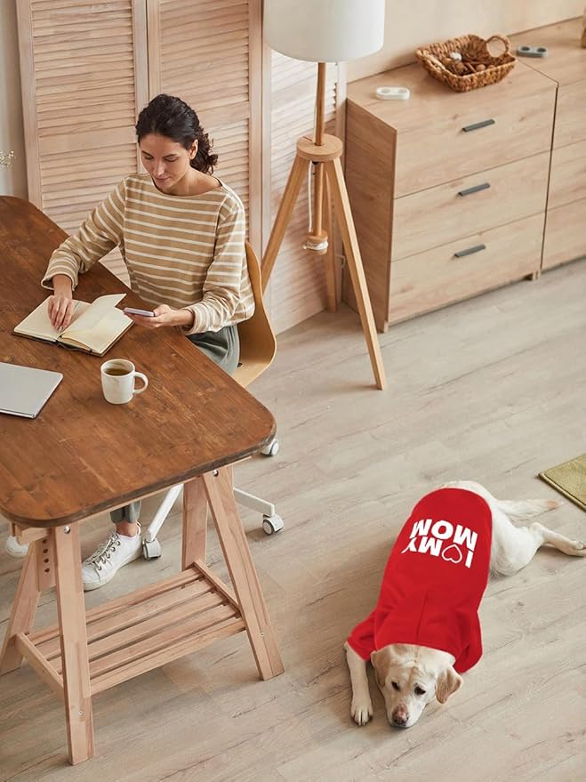GreenJoy Dog Sweater Dog Hoodie Cold Weather Coat Hooded Sweatshirt for Puppies,Cats, Small Medium Large Dogs (Red(I Love My Mom), X-Small)