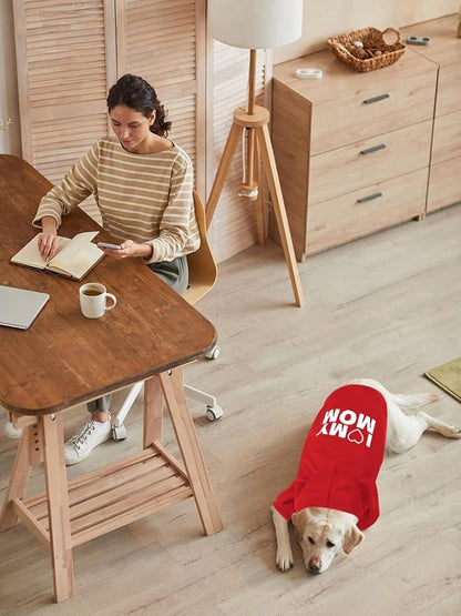GreenJoy Dog Sweater Dog Hoodie Cold Weather Coat Hooded Sweatshirt for Puppies,Cats, Small Medium Large Dogs (Red(I Love My Mom), Small)