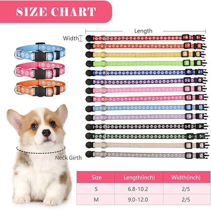 14 PCS Puppy Collars for Litter Puppy ID Collars Glow in The Dark Whelping Supplies Soft Nylon Breakaway Coloured Collars with 2 ID Tags(S)