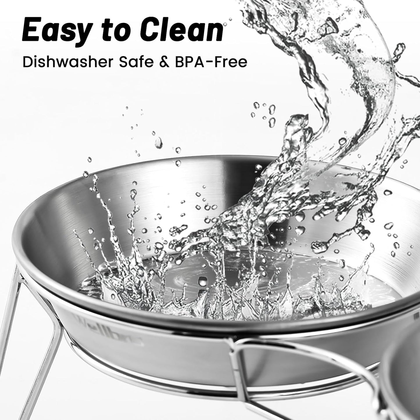 Elevated Cat Bowls, 5.9 Inch Wide Stainless Steel Cat Food Bowls with Metal Stand Whisker Stress-Free, Raised Food and Water Dish for Cats, Kitten