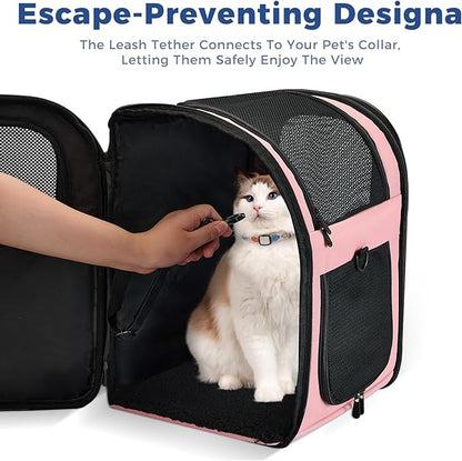 Apollo Walker Dog & Cat Carrier Backpack for 4-18lb Pets - Ventilated Safe Design with Padded Back Support, Breathable Mesh Pet Backpack for Hiking, Travel, Outdoor (Pink)