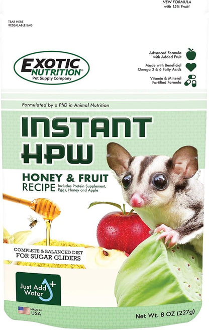 Honey & Fruit Instant-HPW (8 oz.) - All Natural Vitamin Enriched Sugar Glider Food - Healthy & Nutritious - High Protein Wombaroo - Staple Diet