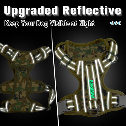 BARKBAY Dog Harness No Pull with ID Tag Pocket - Heavy Duty, Reflective, Easy Control for Large Dogs(Camo,XS)
