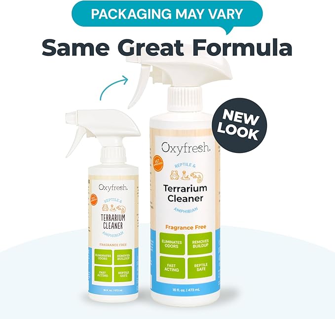 Oxyfresh Premium Terrarium Cleaner – Professional Amphibian and Reptile Terrarium Smell Eliminator – Safe & Quickly Removes Waste & Odors – Streak Free Glass – Bleach Free