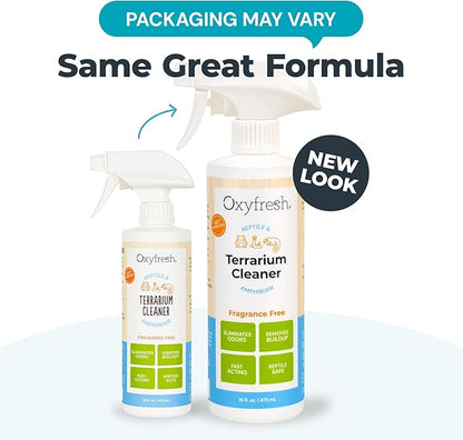 Oxyfresh Premium Terrarium Cleaner – Professional Amphibian and Reptile Terrarium Smell Eliminator – Safe & Quickly Removes Waste & Odors – Streak Free Glass – Bleach Free