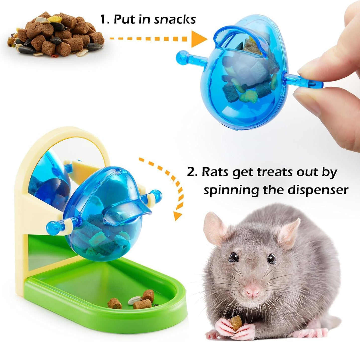 Rat Enrichment Toys - Interactive Foraging and Intelligence Growth Puzzle Games, Treat Dispensing Slow Feeder for Cage, Bird Toy for Parakeet Conure (2Pcs)