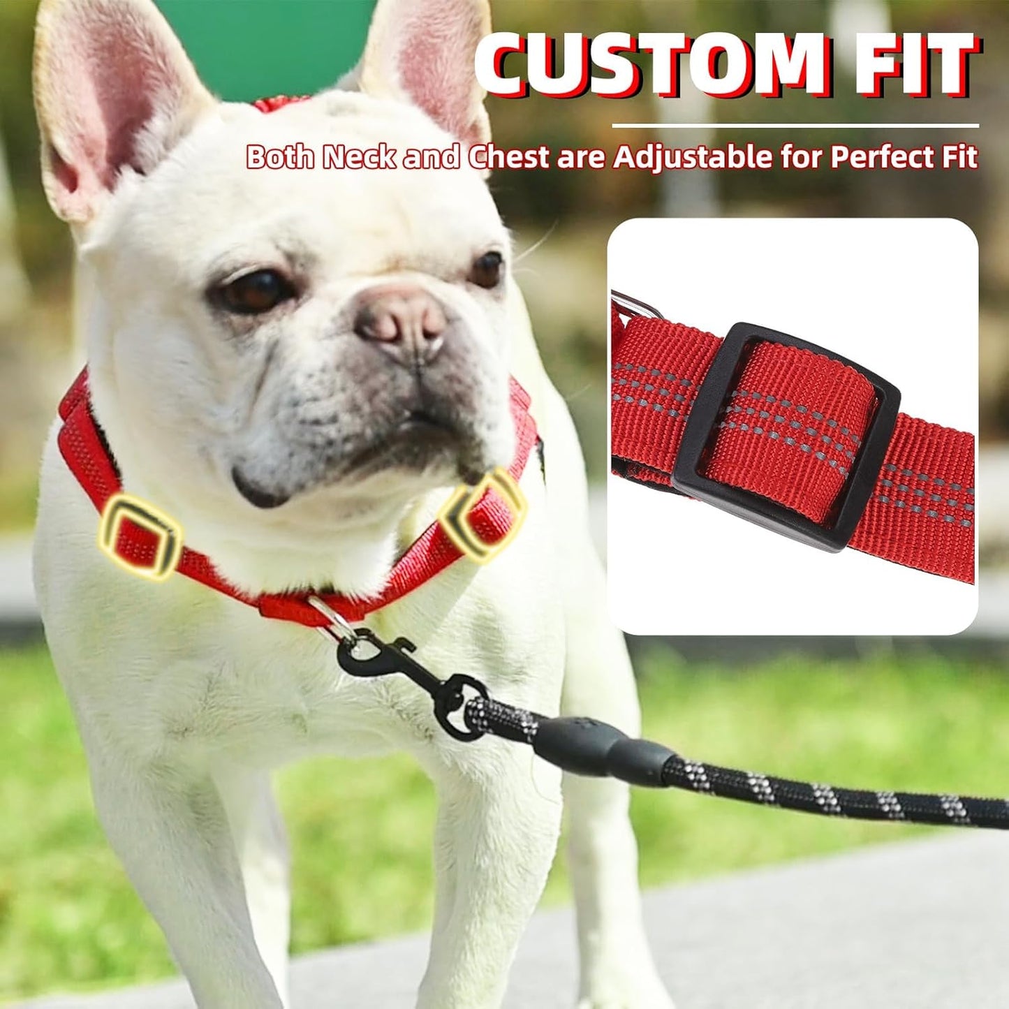 PUPTECK No Pull Dog Harness Small Sized Dog, Adjustable Reflective Pet Vest Harness with Bungee Handle, Escape Proof No Choke Harness for Small Dogs Walking Training, Red S