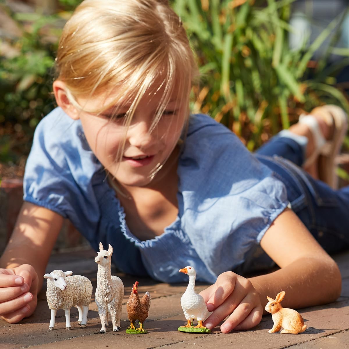 Schleich Farm World 5-Piece Farm Animal Toy Set Including Cute Llama, Rabbit, Sheep, Hen and Goose Figurines - Realistic Animal Toys for Toddlers & Kids Ages 3+