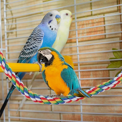 iplusmile Bird Rope Perch Swing & Climbing Toy - 40-Inch Extra Long Soft Spiral Colorful Cotton Rope for Parrots Cockatiels Parakeets Budgie Cage Accessories