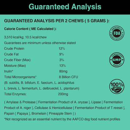 Premium Probiotics for Dogs with Digestive Enzymes & Fiber | Duck Flavor Soft Chews for Itchy Skin, Ear Health, Gut & Immune Support (Pork)