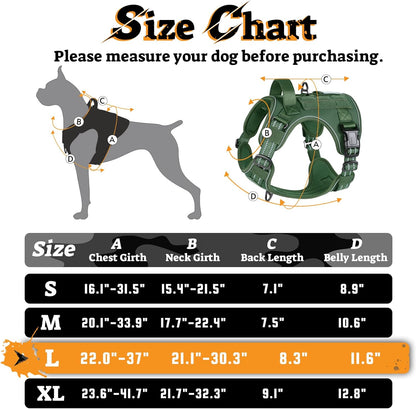 rabbitgoo Dog Harness for Large Dogs No Pull, Tactical Service Pet Vest with Molle and Control Handle, Adjustable and Reflective Military Harness for Easy Walking and Training, Green, L