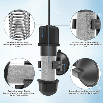 hygger Small Aquarium Betta Heater, Submersible Fish Tank Heater 10W/25W/50W/100W with LED Digital Display, Suitable for Marine Saltwater and Freshwater up to 5/10/16/26 Gallon