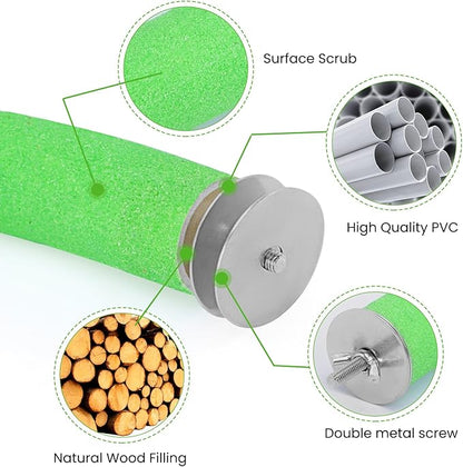 U Shape Parrot Perch Stand Toy Bird Platform Sand Paw Grinding Clean Stick Exercise Conure Budgie Cockatiel Cage Accessories (Green-Corner)