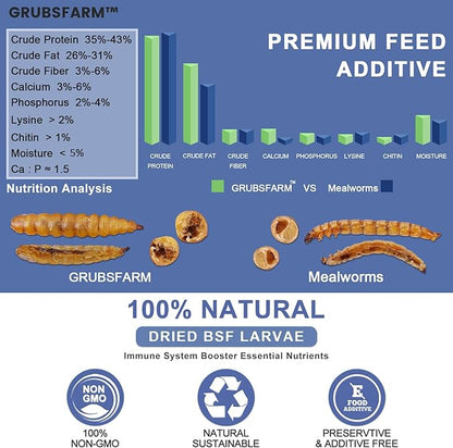Premium Chicken Treats 10LB - Superior to Dried Mealworms - Non-GMO & 85X More Calcium Than Meal Worms - Molting & Laying Supplement - BSF Larvae Treats for Layer Hens, Ducks Wild Birds