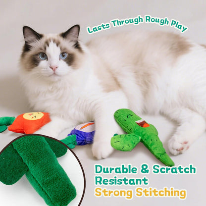 Catnip Toys for Indoor Cats - 3 Pack Kitten Toys with Bell & Crinkle Paper, Soft Plush Cat Kicker & Chew Toy for Bored Cats