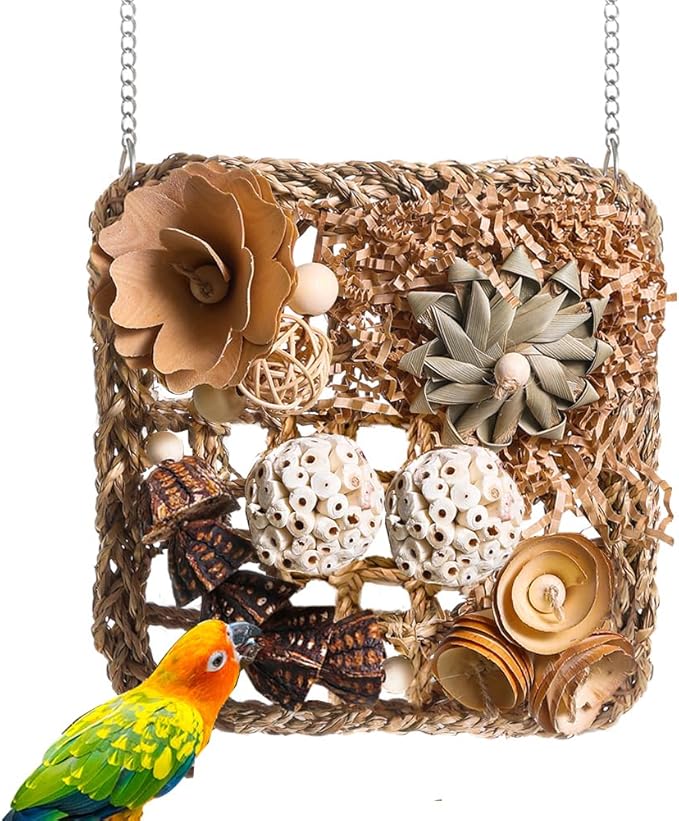 Bird Foraging Toys Natural Bird Toys Conure Toys Parrot Shredding Hanging Toys for Small Birds Parakeet Cockatiel Conure Lovebird Budgie