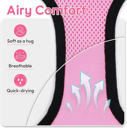 Dooradar Cat Harness and Leash Set, Escape Proof Safe Adjustable Kitten Vest Harnesses for Walking, Easy Control Soft Breathable Mesh Jacket with Reflective Strips for Cats, Pink, M