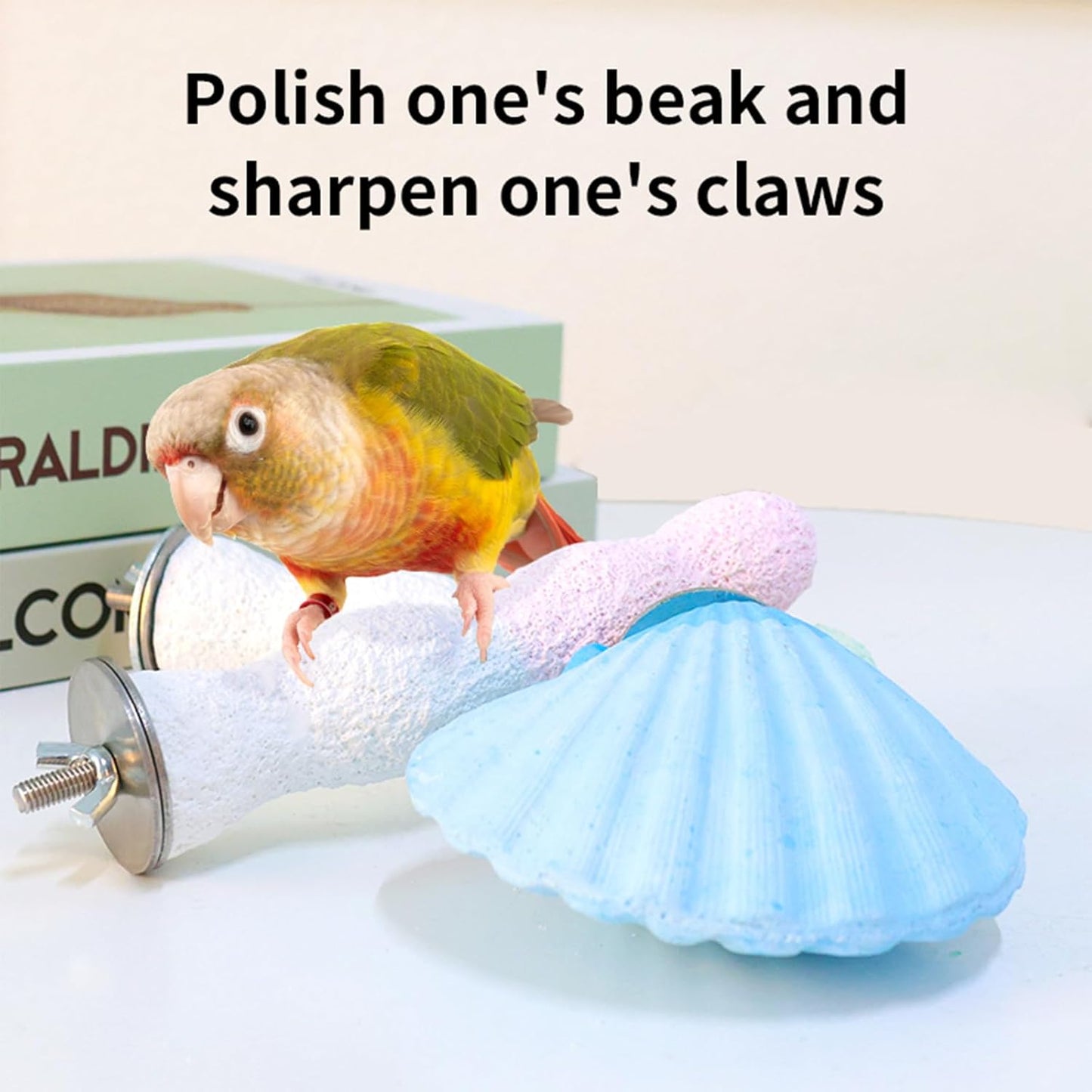 Parrot Perch Bird Perches for Cage Parrot Beak Grinding Stone Rough Surface High Calcium Mineral Colorful Cement Perch Bird Cage Accessories (Purple, Coral)